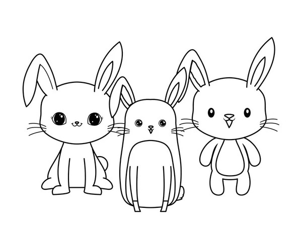 可爱的兔子动物孤立图标 — 图库矢量图片