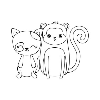 maymun hayvanlar izole simgesi ile sevimli kedi