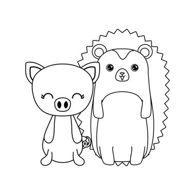 kirpi hayvanlar izole simgesi ile sevimli piggy