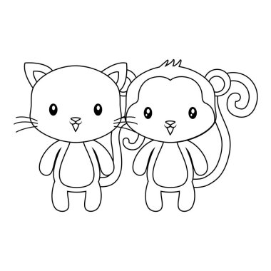 maymun hayvanlar izole simgesi ile sevimli kedi