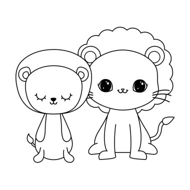 sevimli aslanlar hayvanlar izole simgesi