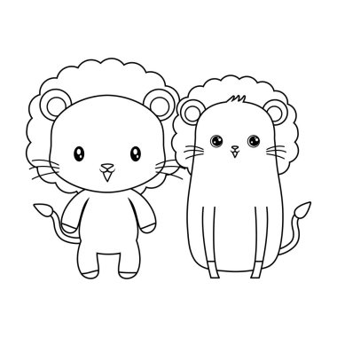 sevimli aslanlar hayvanlar izole simgesi