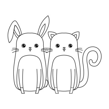 kedi hayvanlar karakteri ile sevimli tavşan