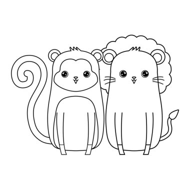 aslan hayvanlar izole simgesi ile sevimli maymun