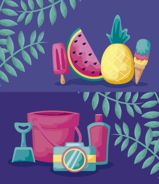 kamera ve simgeleri ile yaz tatili afiş