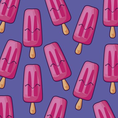 stick kawaii karakter dondurma deseni