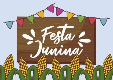 cobs ve ahşap etiket ile festa junina kart