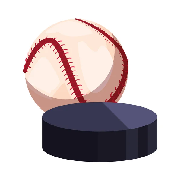 Baseball und Hockey Puck Ball Sport — Stockvektor