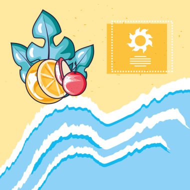 Yaz ve tatil simgesi set tasarım