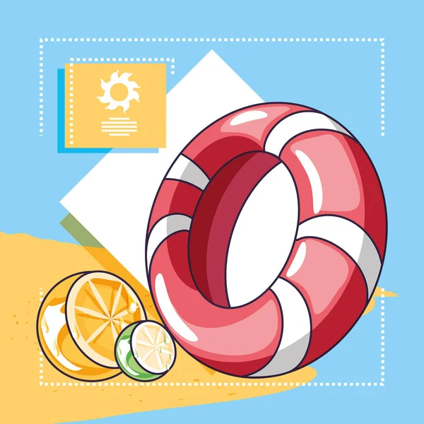 Summer and vacation icon set design — Stock Vector