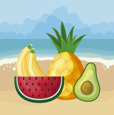 avokado ve meyve ile taze ananas