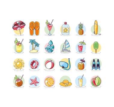 tatil seti simgeleri ile yaz afişi