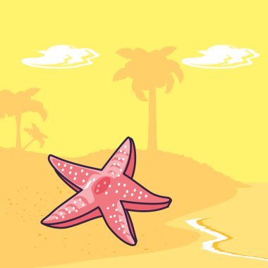 plaj yaz sahnesinde sevimli denizyıldızı hayvan