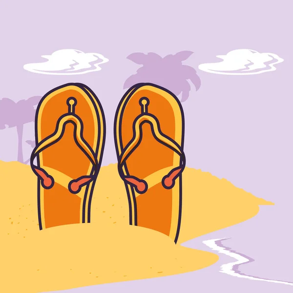 Flipflops im Sommer am Strand — Stockvektor