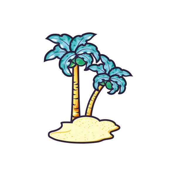 Τροπική παραλία φοίνικες καλοκαιρινό εικονίδιο — Διανυσματικό Αρχείο