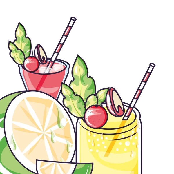 Тропічний сік з коктейлем і лимоном — стоковий вектор