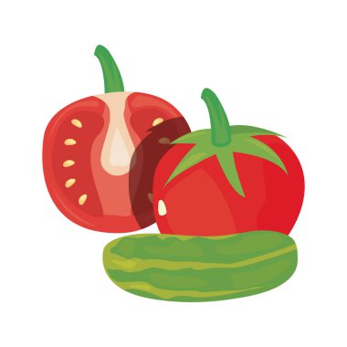 domates salatalık taze gıda simgesi vektör ilustrate