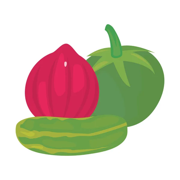 Cebolla roja pepino tomate icono vector ilustrar — Vector de stock