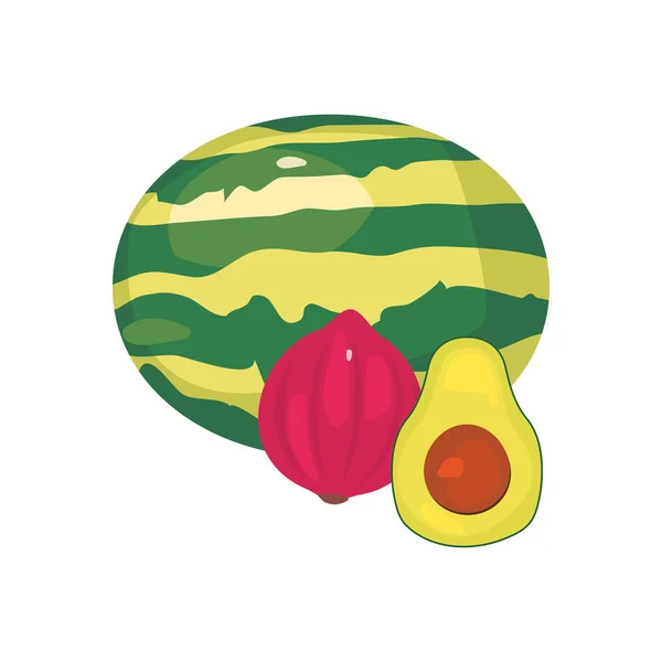 Avocado watermelon onion icon vector ilustrate - Stok Vektor