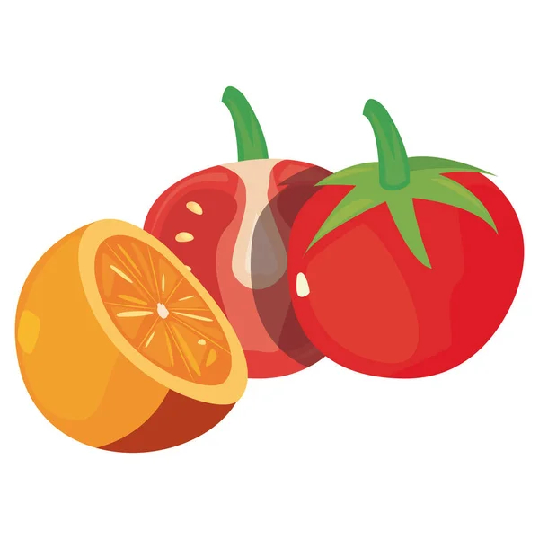 西红柿 橙色 新鲜 食品 图标 矢量 — 图库矢量图片