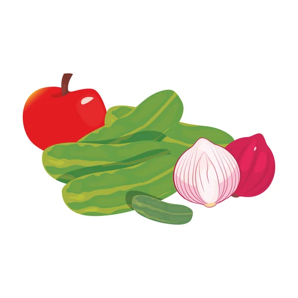 大蒜红洋葱黄瓜苹果 — 图库矢量图片