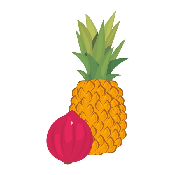 Ananas rode ui vers voedsel — Stockvector