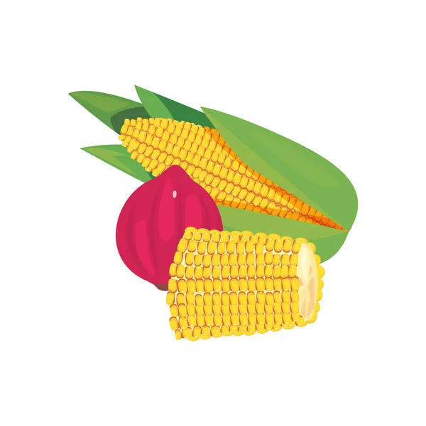 Кукуруза красный лук свежие продукты — стоковый вектор