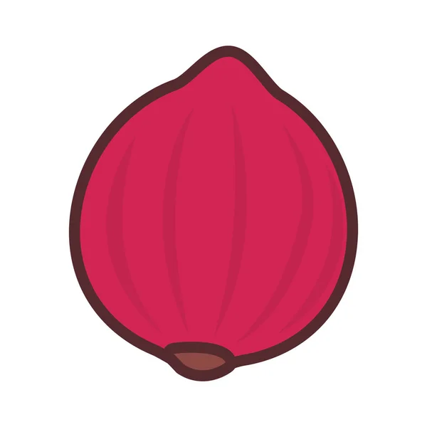 Красный лук свежие овощи иконка вектор илюстрации — стоковый вектор