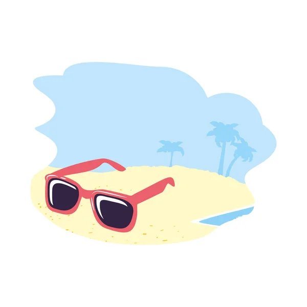 Summer sunglasses accessory in the beach — Stock Vector