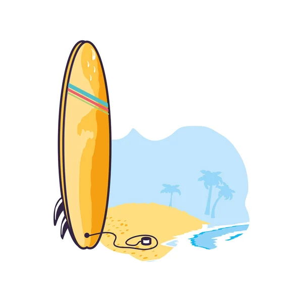 Equipo de surf deporte en la playa — Vector de stock