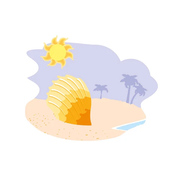 Coquillage animal marin sur la plage — Image vectorielle