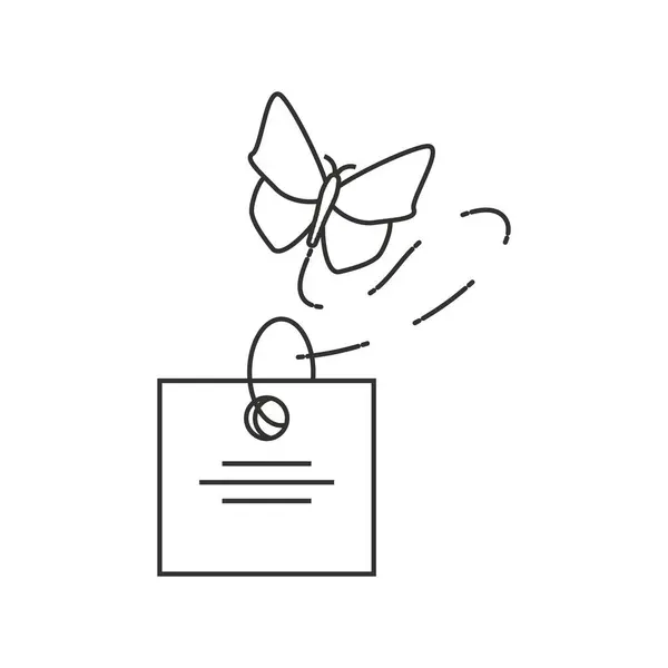 Etiqueta comercial com ícone isolado borboleta — Vetor de Stock
