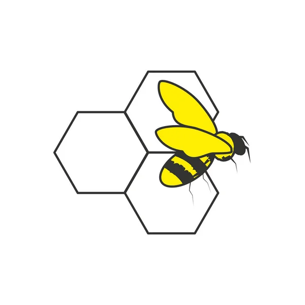 Insecto abeja en panal aislado icono — Vector de stock