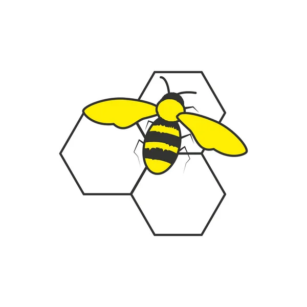 Insecto abeja en panal aislado icono — Vector de stock