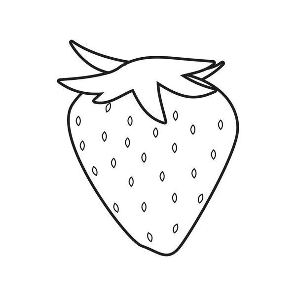 Esquisse contour fraise sur fond blanc — Image vectorielle