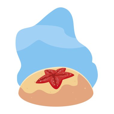 yıldız balığı sahnesi ile yaz kum plaj