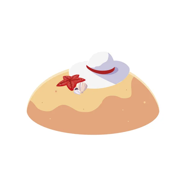 Sommer-Sandstrand mit weiblicher Hutszene — Stockvektor