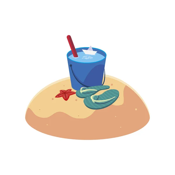 summer sand beach with water bucket scene