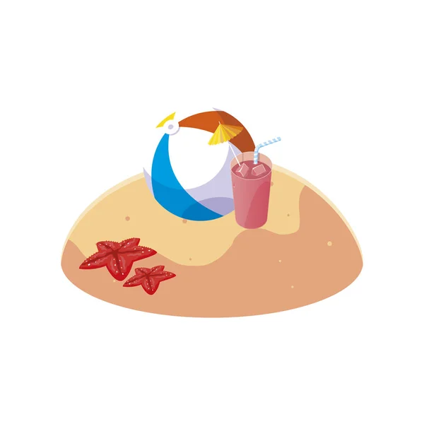 Playa de arena de verano con escena de globo de playa — Vector de stock