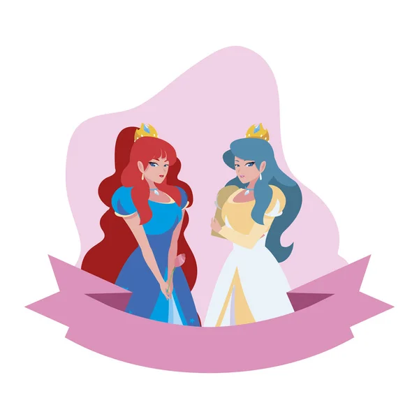 Прекрасные принцессы персонажей сказок — стоковый вектор