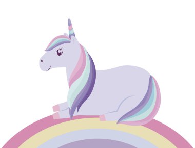 gökkuşağı ile sevimli tek boynuzlu at hayvan