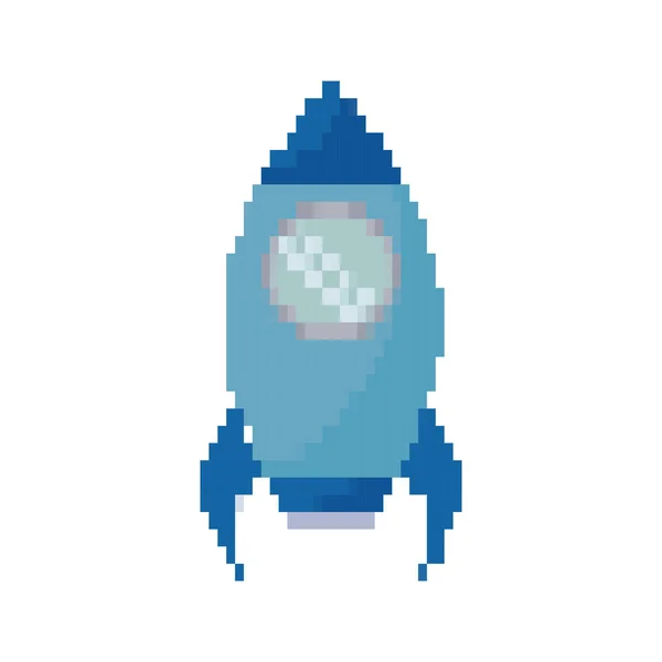 Vídeo game pixelated rocket icon vector ilustrate —  Vetores de Stock