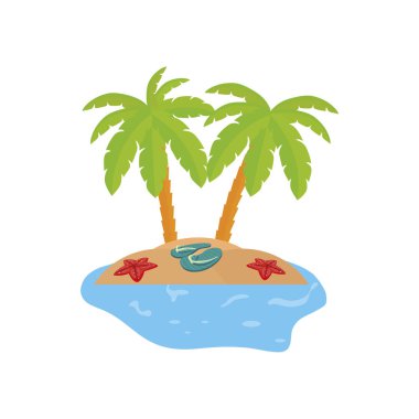 palmiye ve Flip flop ile yaz kıyı şeridi sahne