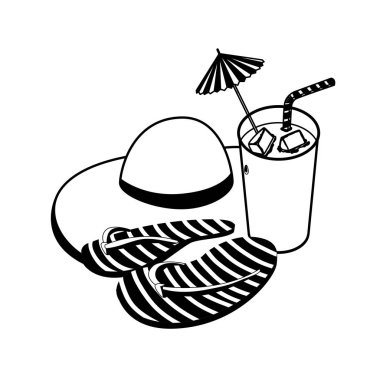 kokteyl ve Flip flop ile yaz hasır şapka