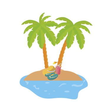 avuç içi ve saman şapka ile yaz kıyı şeridi sahne