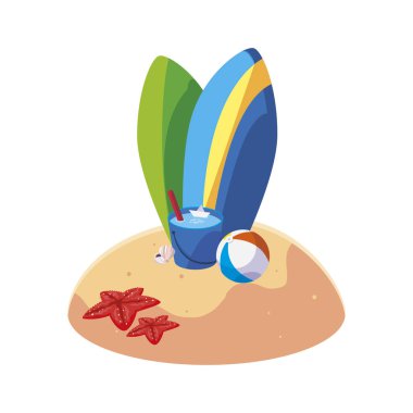 sörf panoları sahne ile yaz kum plaj