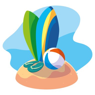 Yaz ve tatil simgesi set tasarım