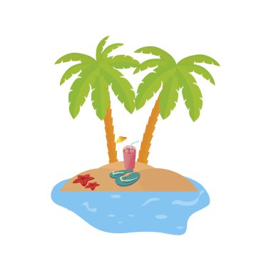 palmiye ve kokteyl ile yaz kıyı şeridi sahne