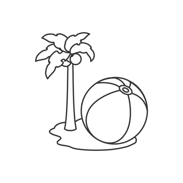 Plage ballon plastique dans île scène d'été — Image vectorielle