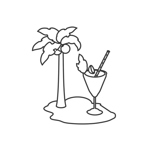 Délicieuse tasse de cocktail frais sur la plage — Image vectorielle